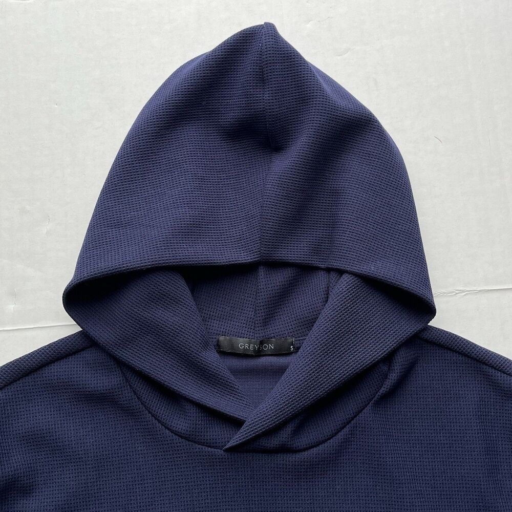 Greyson Waffle Knit Hoodie Espolon Tequila Promotional Pullover Sweatshirt Navy - Picture 3 of 9